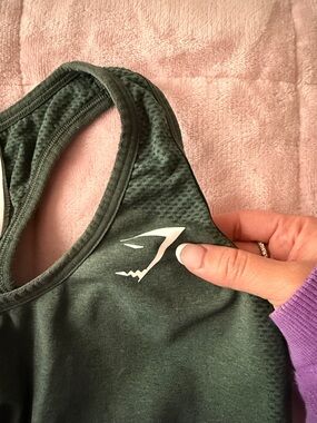 Gymshark Forest Green Racerback Training Bra with White Logo